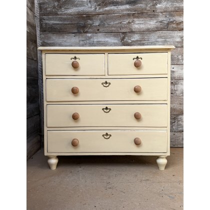 Lovely Painted Victorian Pine Chest Of Drawers
