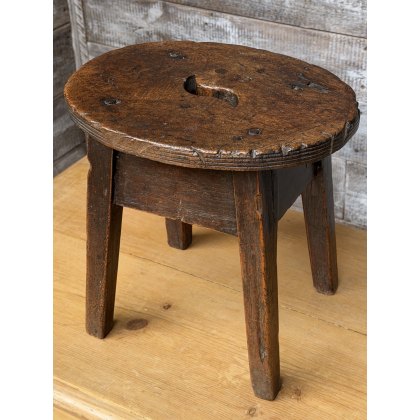 Beautiful Aged 18thC English Elm Milking Stool