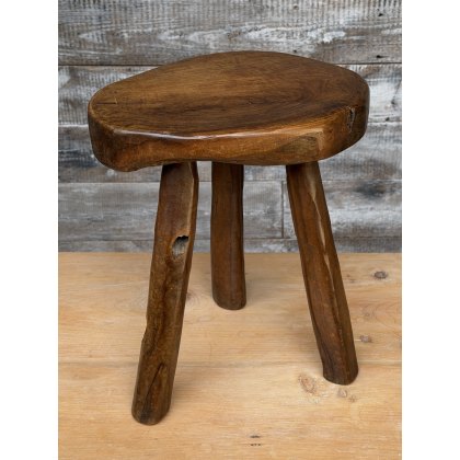 A Primitive Antique Burr Elm Stool A Primitive Antique Burr Elm Stool