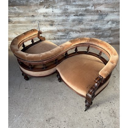 Antique Victorian Mahogany "Loveseat" Chair c1870 Antique Victorian Mahogany "Loveseat" Chair c1870