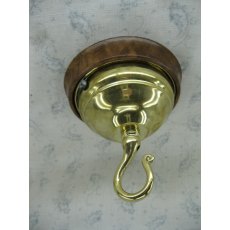 Brass Ceiling Hook (Wooden Base)
