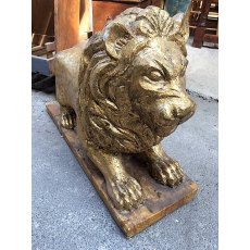 Carved Wooden Gold Painted Lion