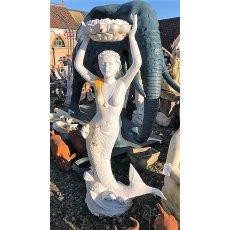 White Cast Iron Mermaid Statue (Large)