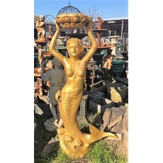 Gold Cast Iron Mermaid Statue (Large)