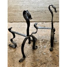 Unusual Pair of Wrought Iron Fire Dogs