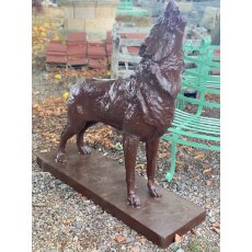 Large Howling Wolf Cast Iron Statue