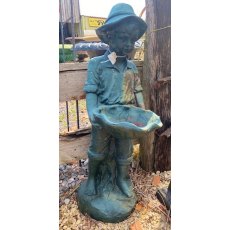 Boy Holding Clam Cast Iron Bird Bath