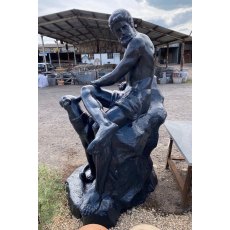 Caesar and Jaguar Cast Iron Statue