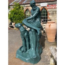 Caesar and Jaguar Cast Iron Statue