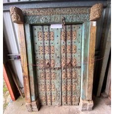 Vibrant carved late 1800's Teak doors
