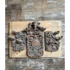 Antique Chinese Hand Carved Triptych Panelling