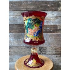 Hand Painted Ruby Murano Glass Goblet Vase