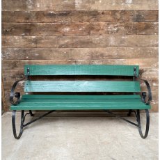 Wrought Iron Frame Painted Wooden Bench