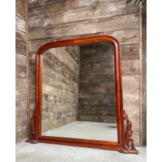 Vintage Large Mahogany Over Mantle Mirror