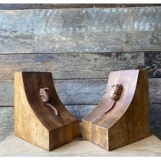 Rustic Hardwood Mice Bookends
