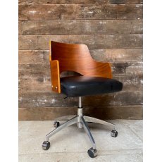 Contemporary Shaped Wood Back Swivel Chair
