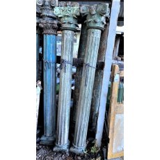 Pair of Green Fluted Teak Columns