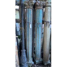 Pair of Blue Fluted Teak Columns