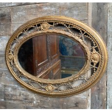 19th Century Victorian Giltwood & Gesso Oval Wall Mirror