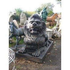 Pair of Grand Cast Iron Lion Statues