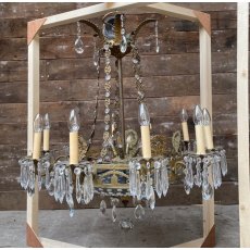 Vintage French Gilt-Metal Mounted Chandelier