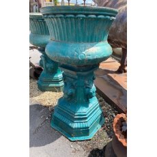 Decorative Cast Iron Urn with Lion Head Plinth