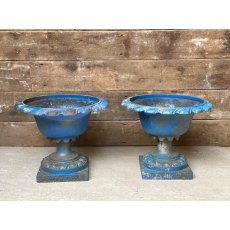 Pair of Antique Cast Iron Garden Urns