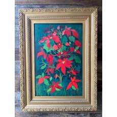 Vintage John Preston Goddard (English, B 1928) Oil On Canvas 'Poinsettia'