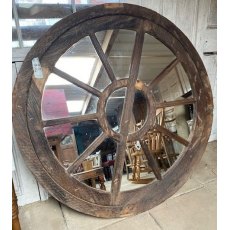 Large Round Rustic Teak Mirror