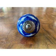 Round Ceramic Knobs (Blue Petal)