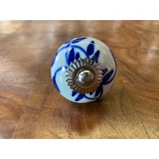 Round Ceramic Knobs (Blue Foliage)
