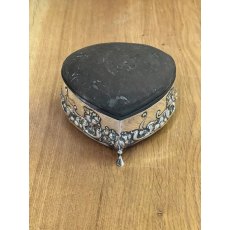 Edwardian Silver Heart Shaped Trinket Box