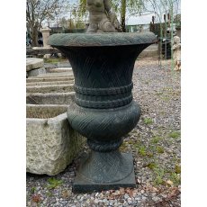 Large Pair Of Cast Iron Garden Urns/Planters