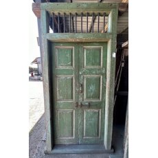 Pair of Tall Green Teak Doors