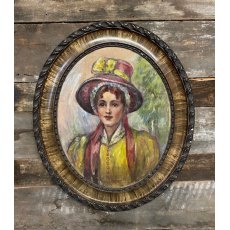 Antique Early 20th Century Portrait Of Woman Painting