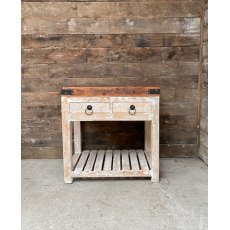 Rustic Butchers Block (Double Drawer)