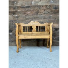 Vintage Early 20th Century Waxed Pine Hall Bench
