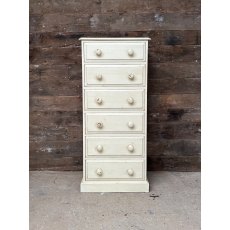 Contemporary Rustic Painted Pine Tall Chest Of Drawers