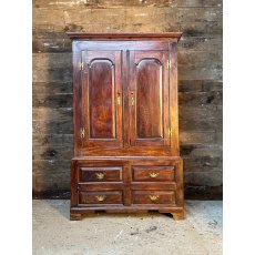 Antique 18th Century Georgian Panelled Oak Linen Press Cupboard