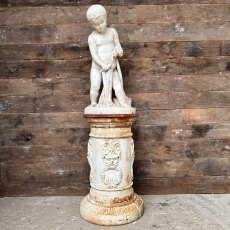 19th Century Carved Marble Statue Of "Genius Is Fishing" By Pietro Tenerani