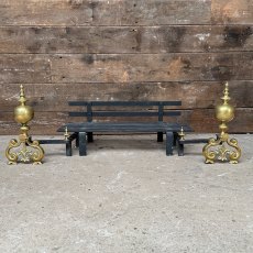 Antique 19th Century Cast Iron & Brass Fire Grate