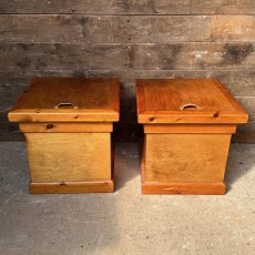 Vintage Unusual Waxed Pine Slide Top Cabinets