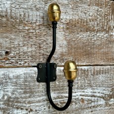Black Metal Brass End Single Hat & Coat Hook