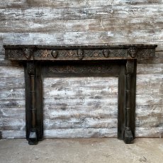 Impressive Antique 19th Century "Kings" Carved Oak Fireplace Surround