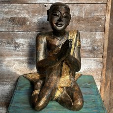 Vintage Burmese Gilded Monk Figure