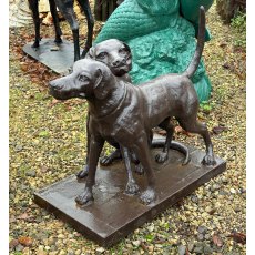 Quality Painting Cast Iron Dog Pair Statue