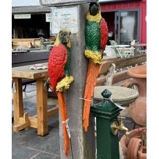 Painted Cast Iron Parrot Wall Hanging Statue