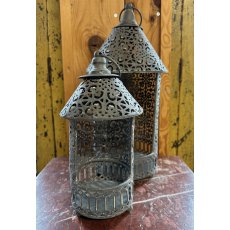 Grey Filigree Candle Lanterns