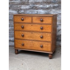 Antique English Blonde Oak Chest Of Drawers C1890