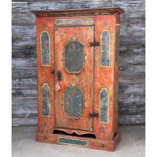 Beautiful Naive 18th Century Austrian Painted Marriage Cabinet C1788